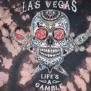 Las Vegas, vintage, bleached out, skull tee